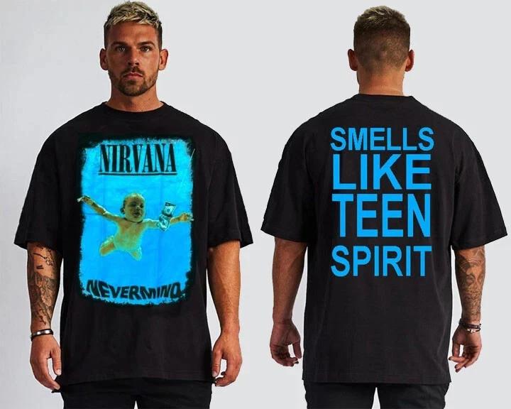 NIRVANA NEVERMIND GRUNGE FRONT AND BACK PRINT PUNK ROCK T-Shirt Men s SIZES L