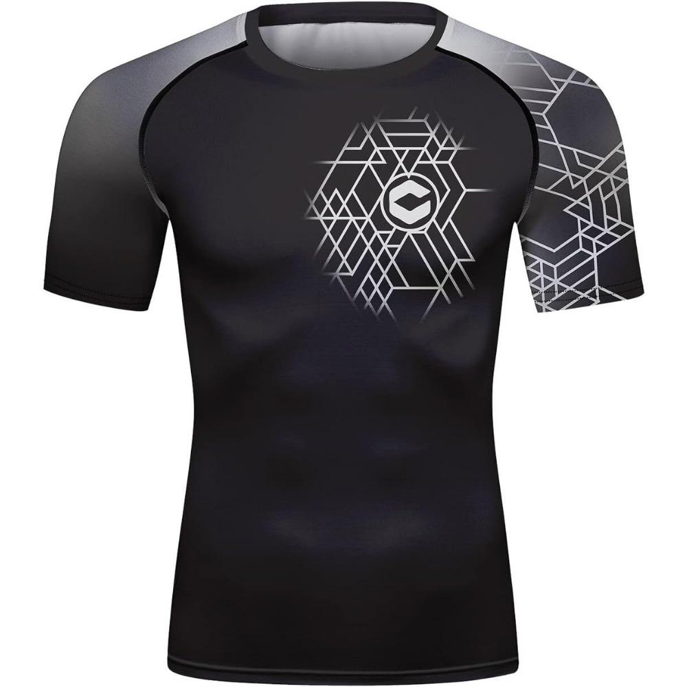 Red Plume Mens 3D Digital Printing Short Sleeve T-Shirt Outdoor Running Yoga Fitness Tight Shirt for Men