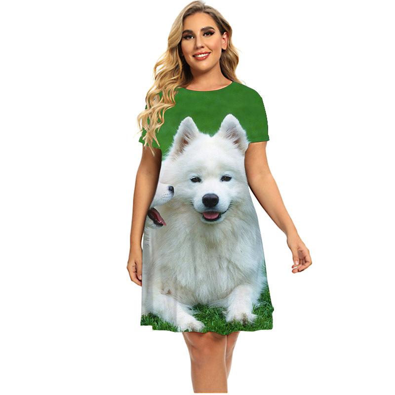 

Платья с тигровым принтом для женщин, повседневное винтажное платье с 3D-принтом, женское модное платье с коротким рукавом и большими размерами, летняя одежда 5XL