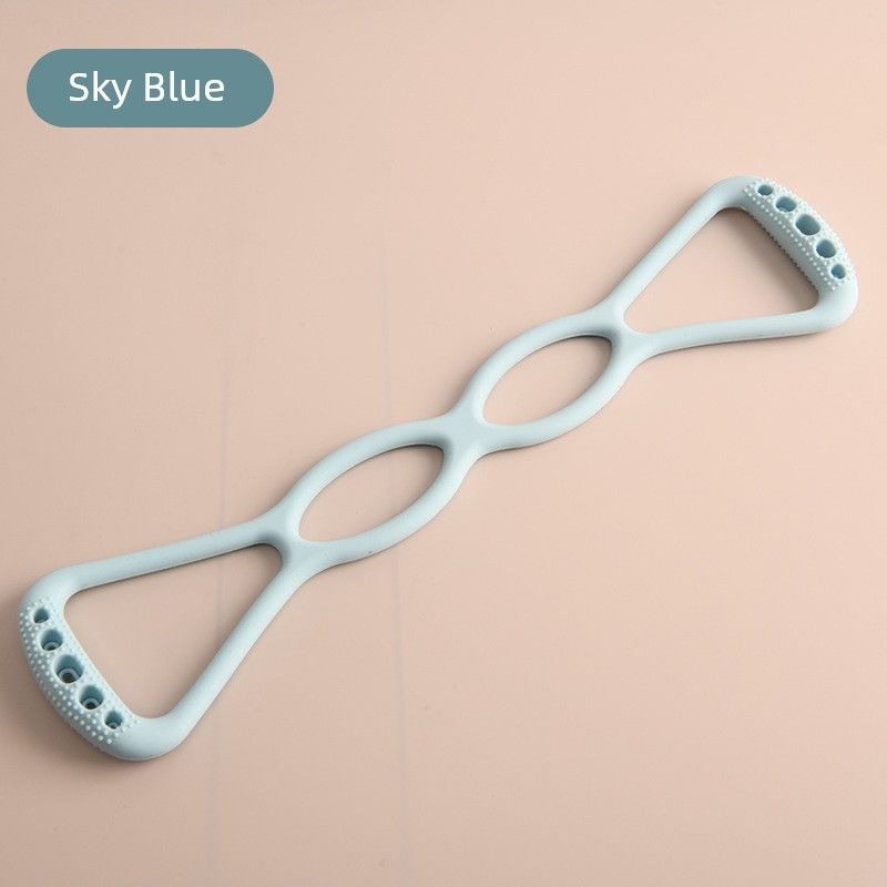 

Новый 8-образный эспандер для груди, лента для йоги, эластичный канат в виде восьмерки, раскрытие плеч, красивая спина, силиконовая эластичная лента Sky Blue 8 words