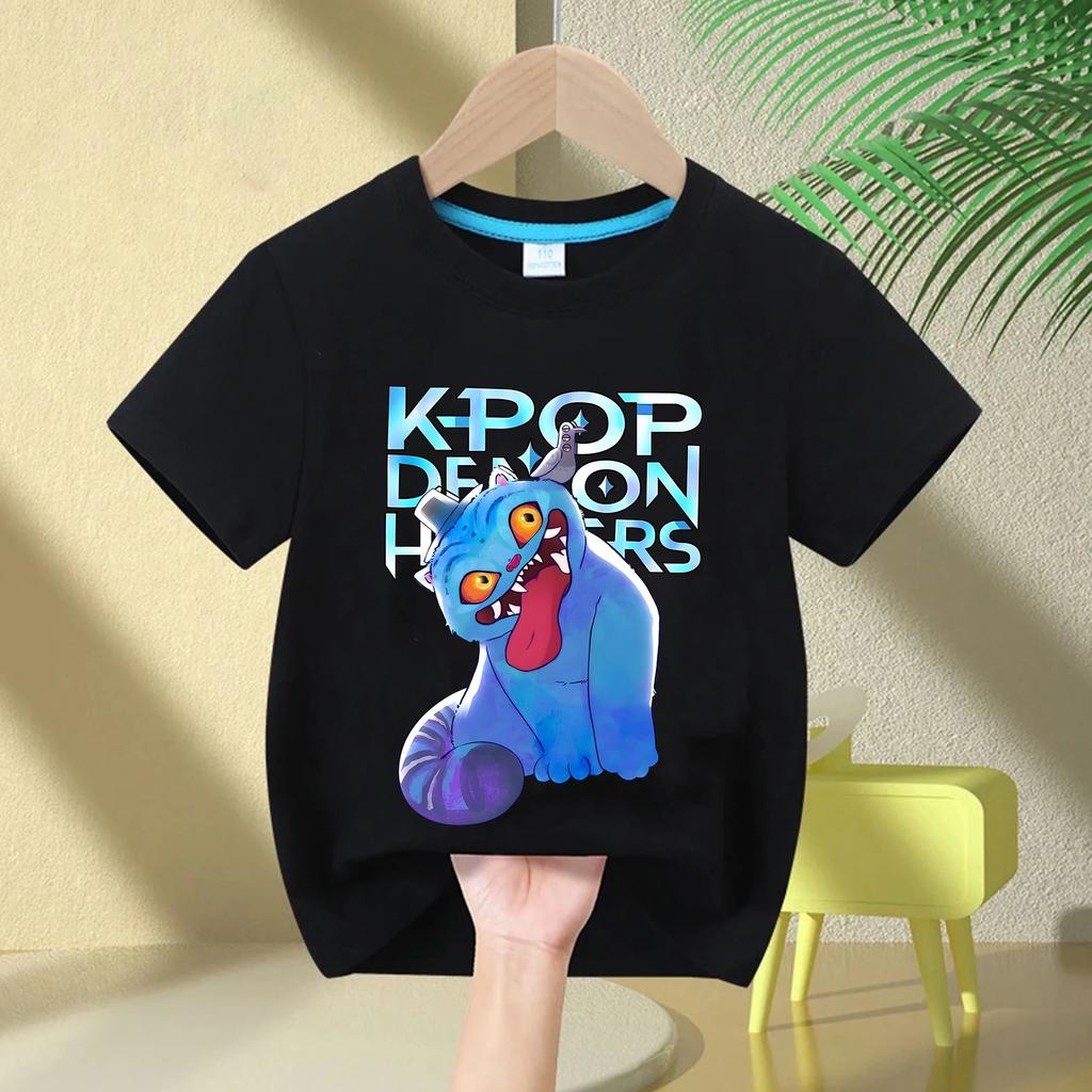 KPop Demon Hunters Kids T-shirt Movie Crew Neck Cartoon Boys Girls Tee Print Fashion Casual Tops Casual Baby Clothes