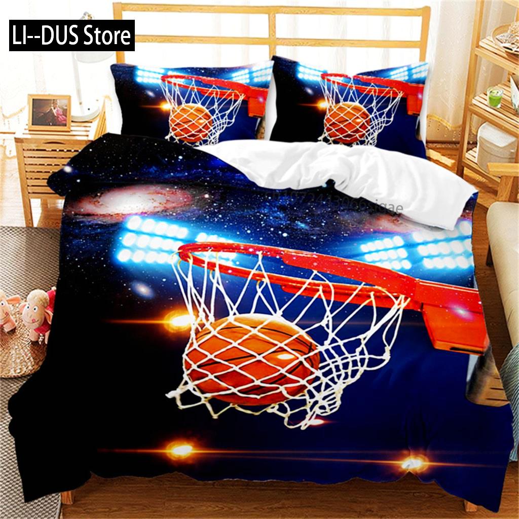 Duvet Cover Basketball Player Queen Bedding Set Microfiber Competitive Sports Game Comforter Cover For Kids Teen Bedroom Decor