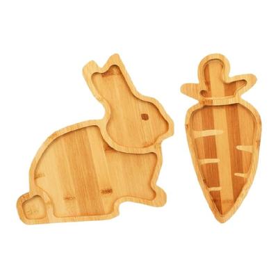 Holz Obst- und Dessertschale Einzigartige Hasen-/Karotten-Designs Tablett mit mehreren Fächern Für den Heimgebrauch