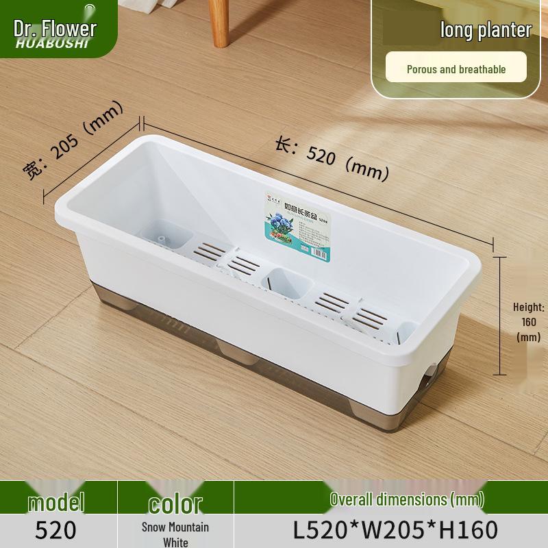 Rectangular Indoor/Outdoor Plastic Planter with Water Tray for Vegetables and Flowers
