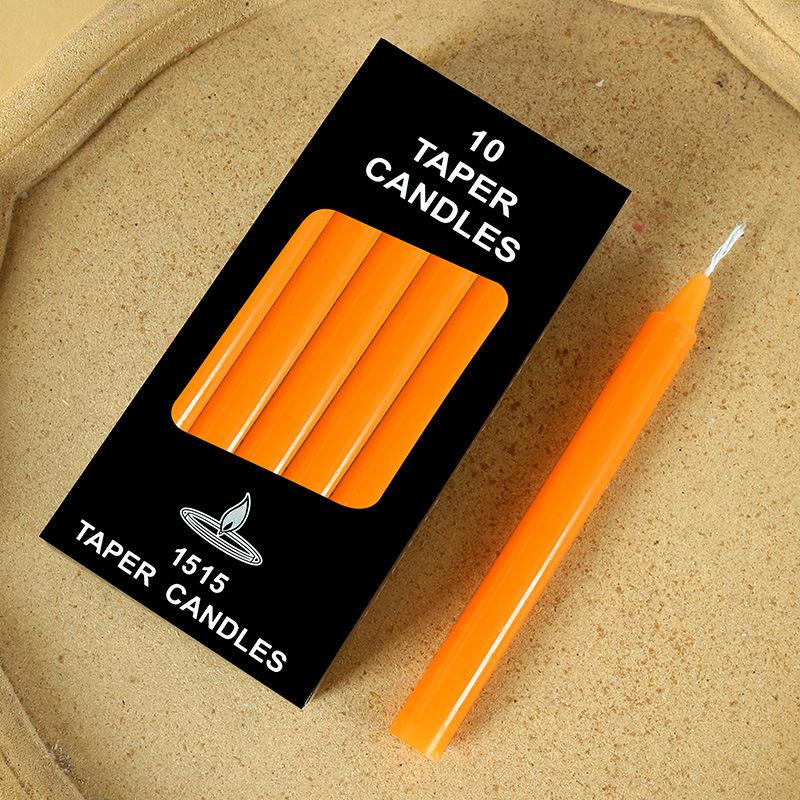10 Pieces/boxed Colored Long Pole Candles for Household Lighting Candlelight Dinner Western Restaurant Emergency Power Outage Wax Candle
