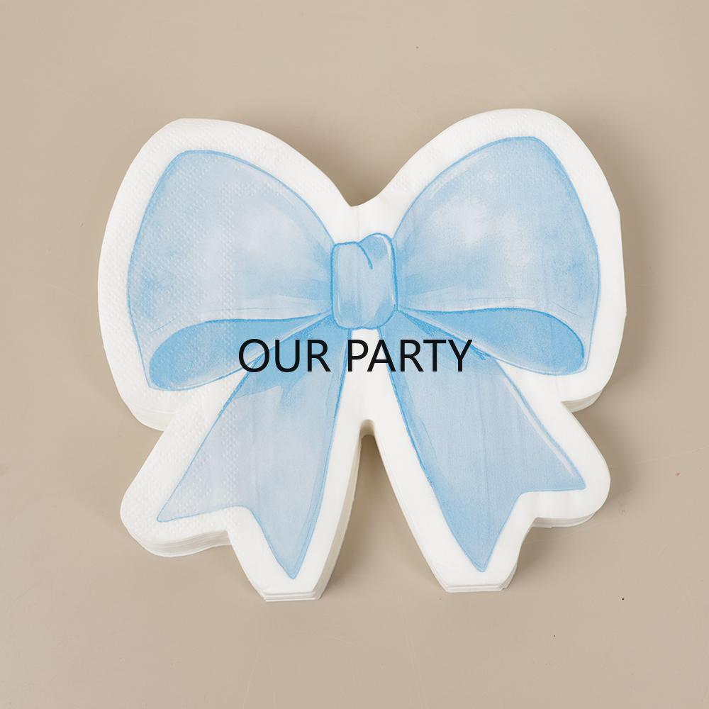 

50Pcs/bag Sweet Bow Theme Paper Napkins Disposable Tissues Towel for Kids Girl 1st Birthdat Baby Shower Wedding Party Decoration синий