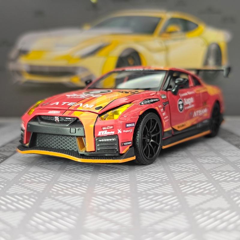 CPVMJE1 1:32 Simulation Nissan GT-R NISMO R35 Legierung Supercar Modell, Türen und Haube können geöffnet werden, Sound und Licht Rückzugskraft Auto