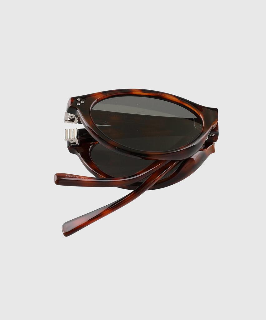 Tuditeo Aur Portable Foldable Sunglasses Slim Cat-Eye Oval Sunglasses C4 Leopard