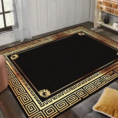 Schwarz Gold Luxus Großer Teppich 200x300cm Rutschfeste Fußmatte für Wohnzimmer Schlafzimmer Arbeitszimmer Heimdekoration
