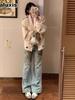 Design Aesthetic Gentle Lazy Style Lamb Wool Coat Women's Winter New Arrivals Plush Double-Buttoned Elegant Warm Top