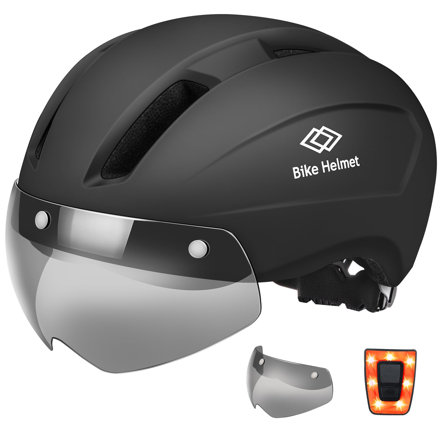 

Mixiu Bicycle CE with Magnetic UV Impact Adjustable Size with LED for Road and and School Helmet, Certified, Goggles, Protection, Windproof, чёрный