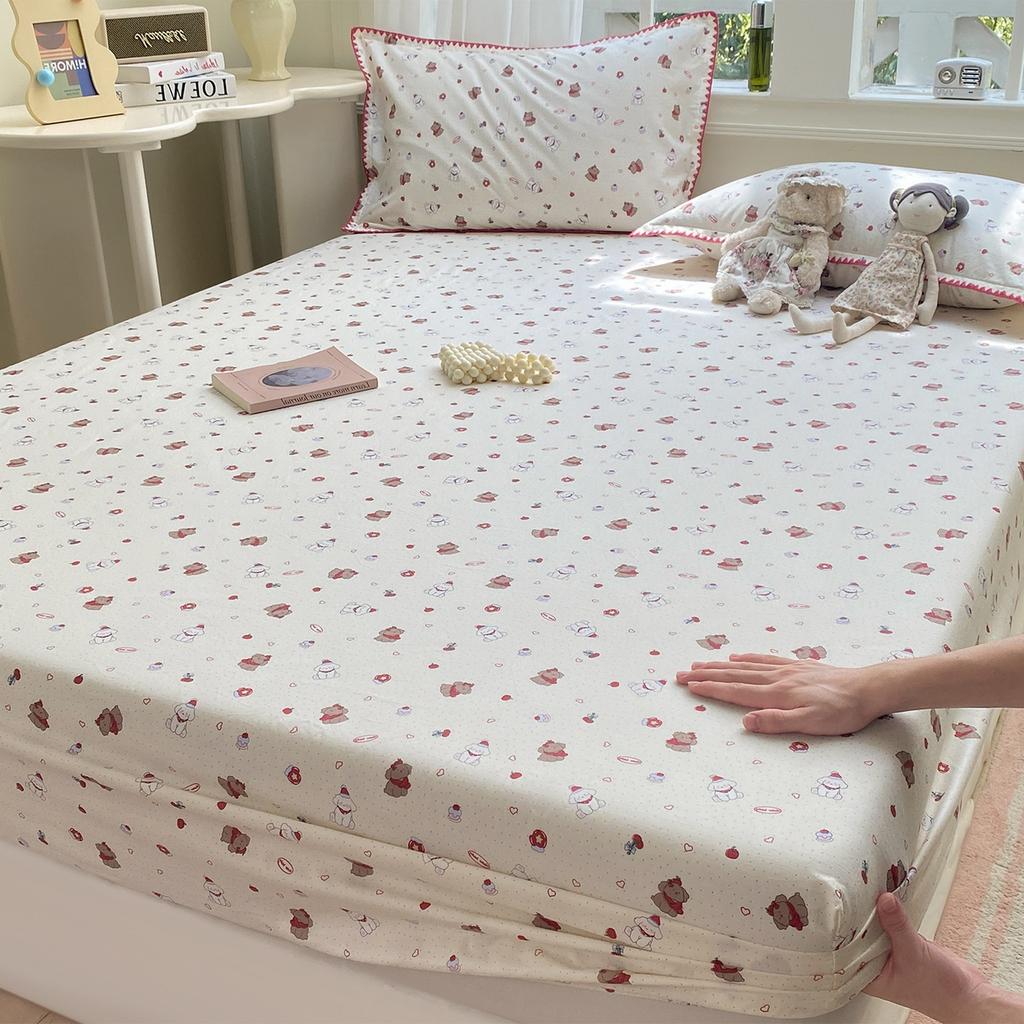 Baumwoll-Spannbettlaken mit Gummibändern Rutschfest Verstellbarer Matratzenschoner Pflanzen Blumen Gedruckt für Doppel- King- Queen-Bett