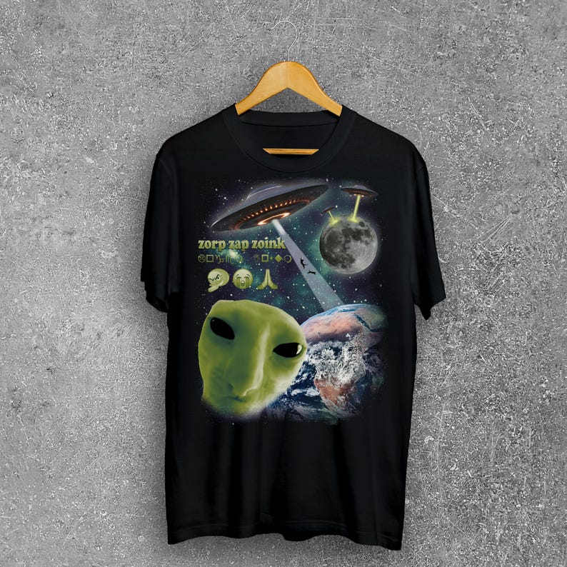 Funny Alien Cat Meme Tshirt Silly Cats Shirt Gift For Cat Lover Brain Rot Tshirt Shirts That Go Hard Weird Tees
