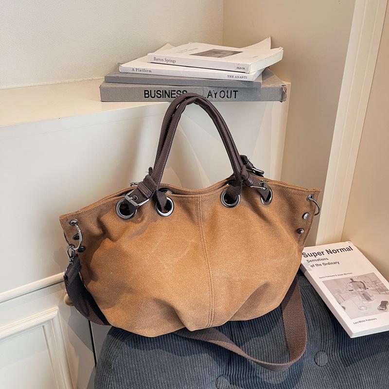 

Vintage Canvas Top Handle Bag Women Fashi Crossbody Shoulder Bag Korean Style Casual Texture and Versatile Tote Storage Bags коричневый