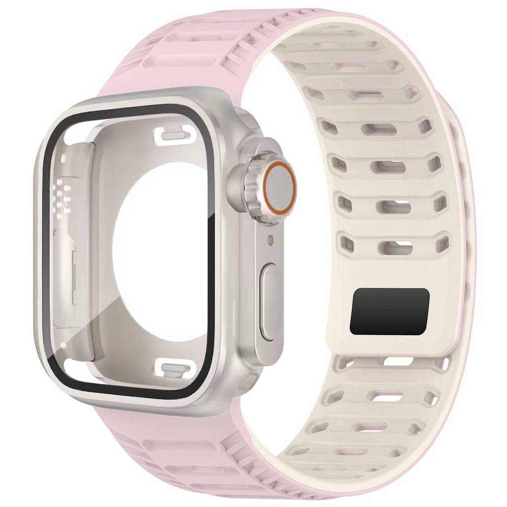 

Waterproof Full Cover Case+Magnetic Silicone Strap for Apple Watch 46mm 44mm 45mm Sport Band for iWatch Series 11 10 9 8 7 654SE 44mm-SE3 SE2