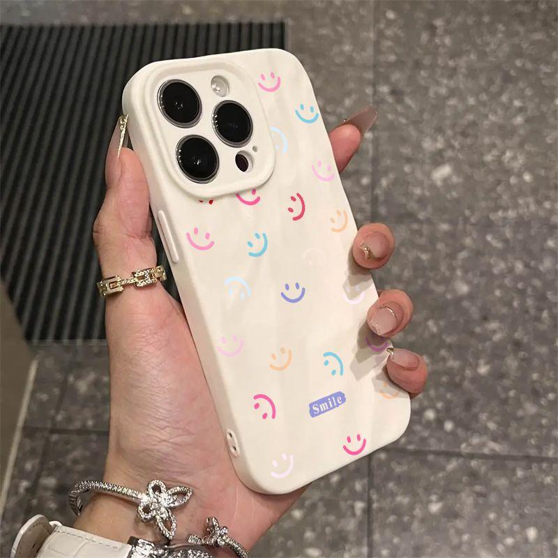Color smiley face iPhone17promax mobile phone case is suitable for Apple 16promax pleats 14 personalities 15 sets