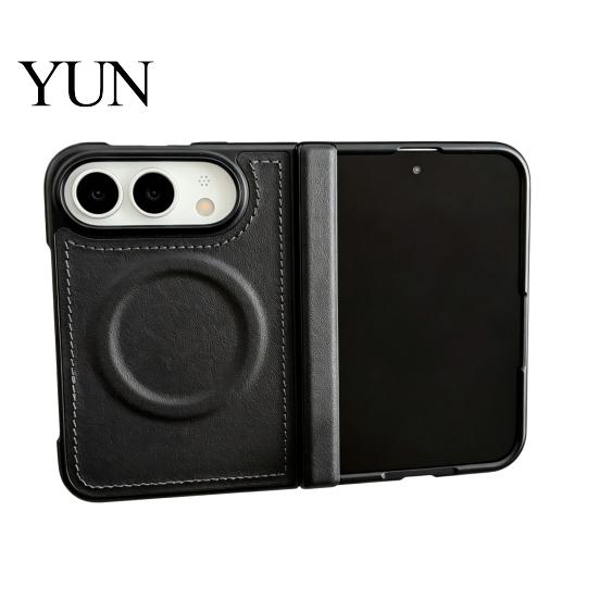 Faux Leather Folding Phone Case Magnetic for IPhone 18, Cover with Hinge Full Body Protection Protection, Shockproof Protective 18 Fold Anti