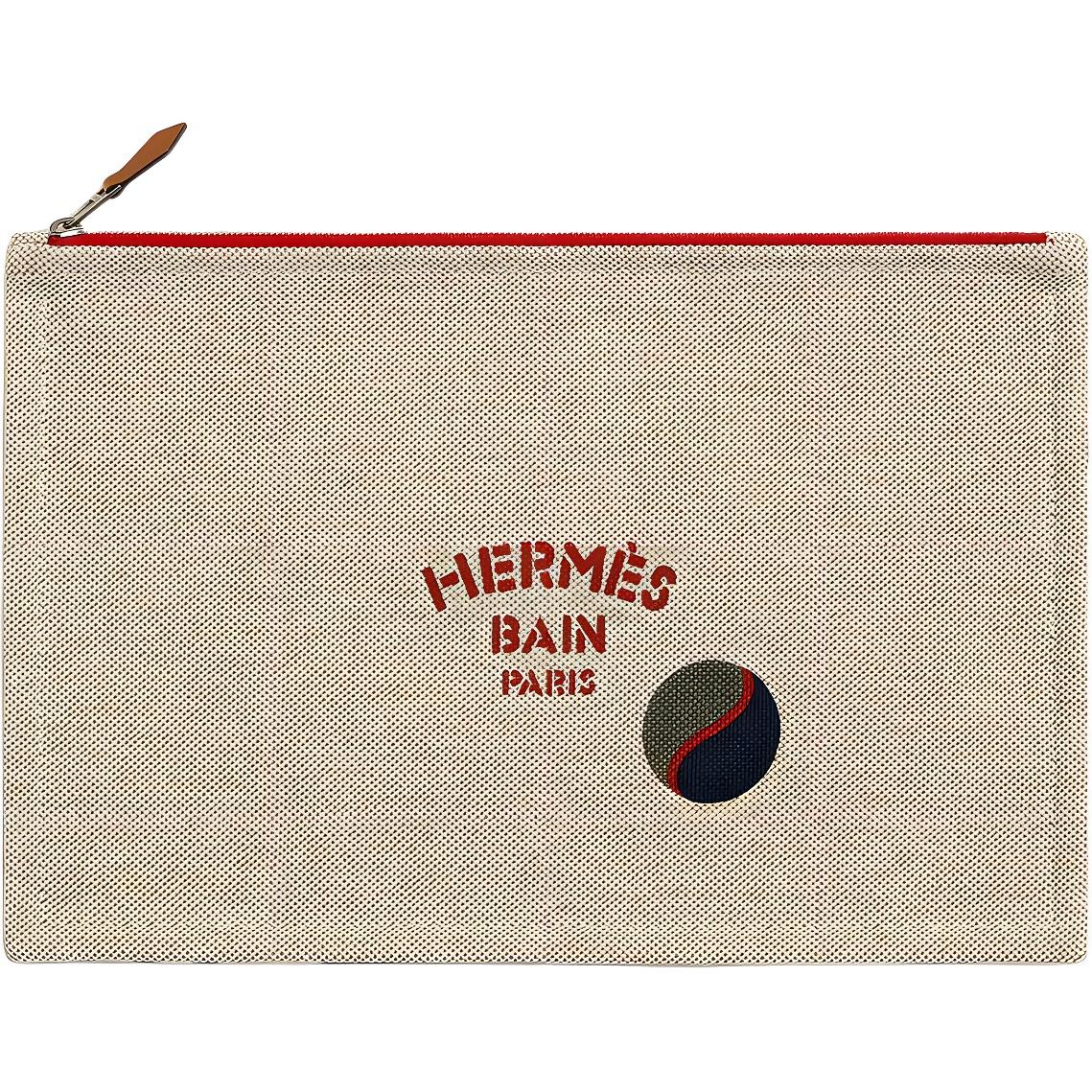 Hermes Balles Au Bond 29 Silver Buckle Cotton Travel Storage Bag Women bags Off-White H103745MV02 Ecru