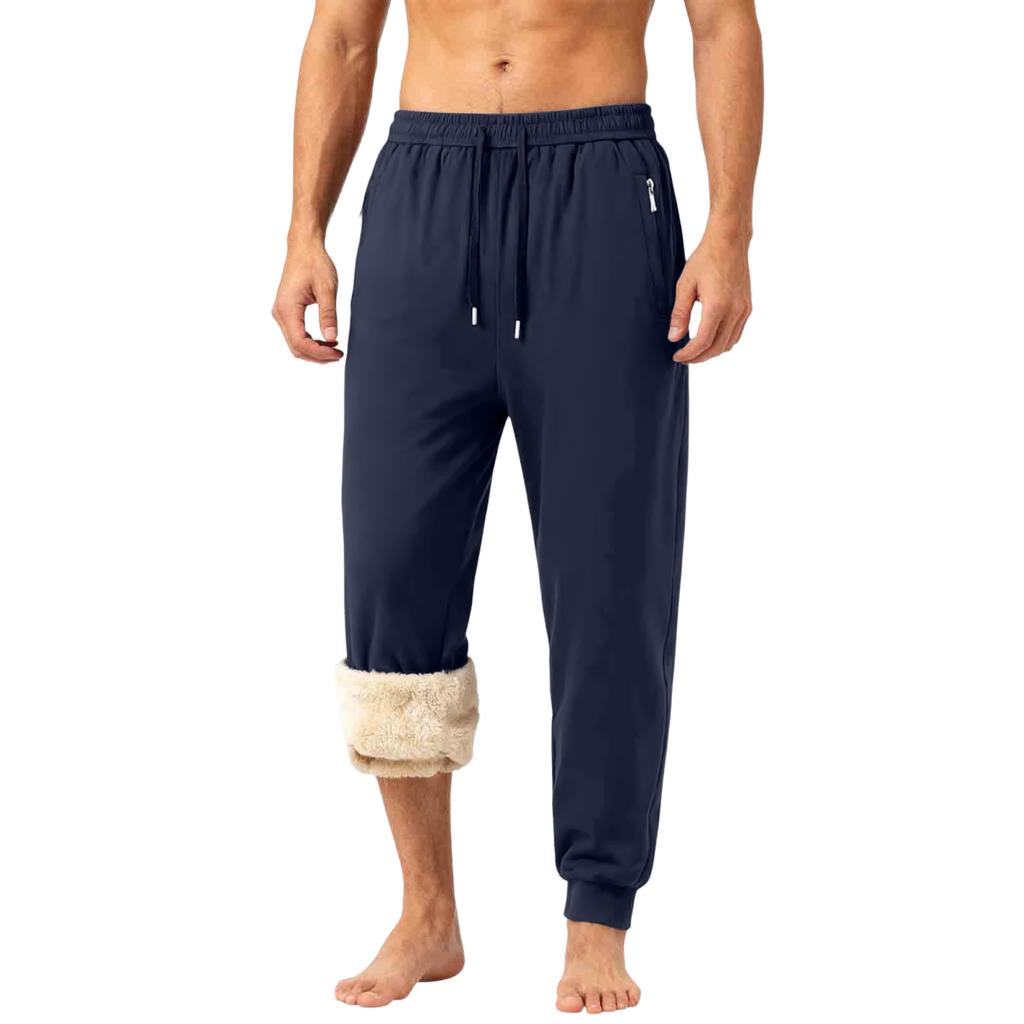 Men's Drawstring Pocket Fleece-Lined Cuffed Casual Pants