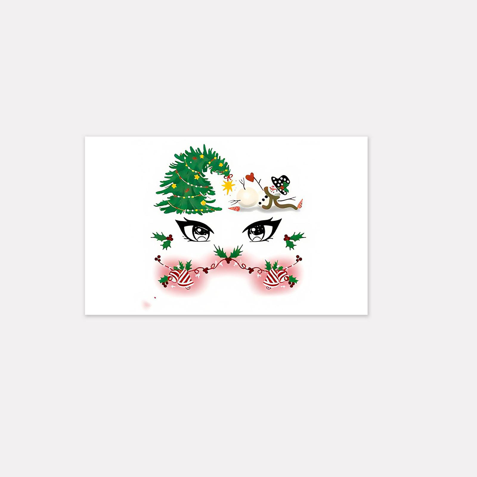

Makeup Face Sticker Christmas Cute Cartoon Creative Blush Christmas Hat Tattoo Sticker 19*12
