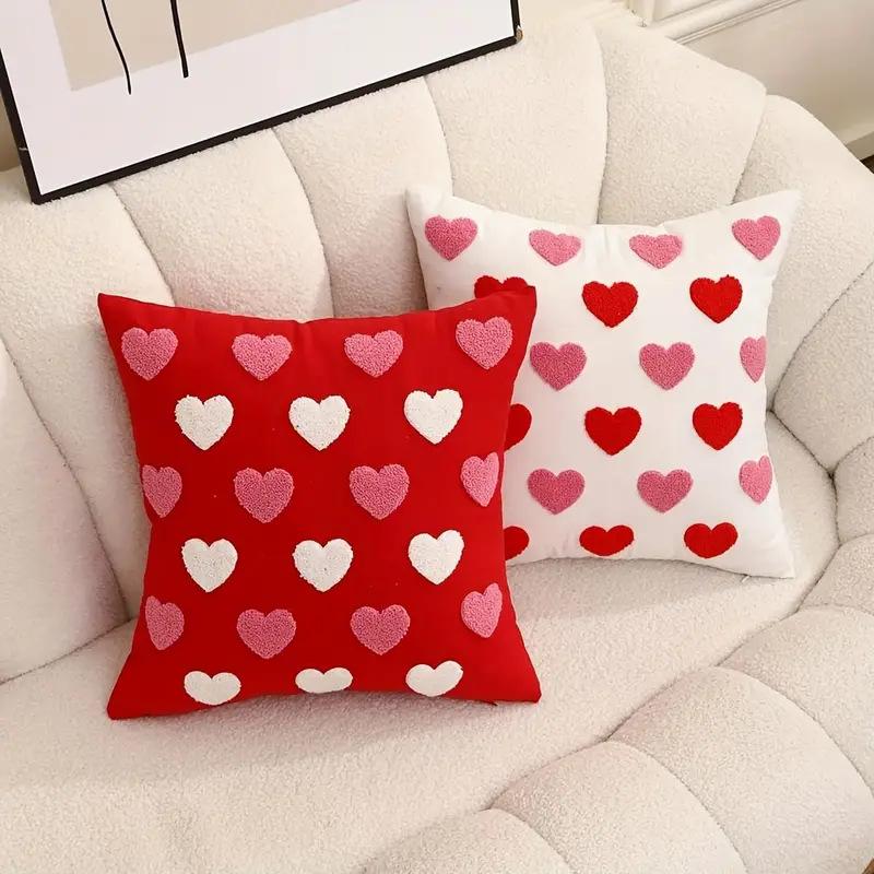 Love Cute Valentine's Day Polyester Cotton Tufted Loop Velvet Three-dimensional Pattern Pillow Back Cushion Single and Double Color Pillow Cases