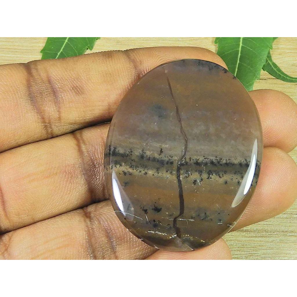 37X47X05MM Natural Honey Dendrite Oval Shape Cabochon Loose Gemstone 77Cts. SK-3457