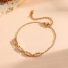 18K Gold-Plated Square Stone Titanium Steel Bracelet for Women - Elegant & Versatile