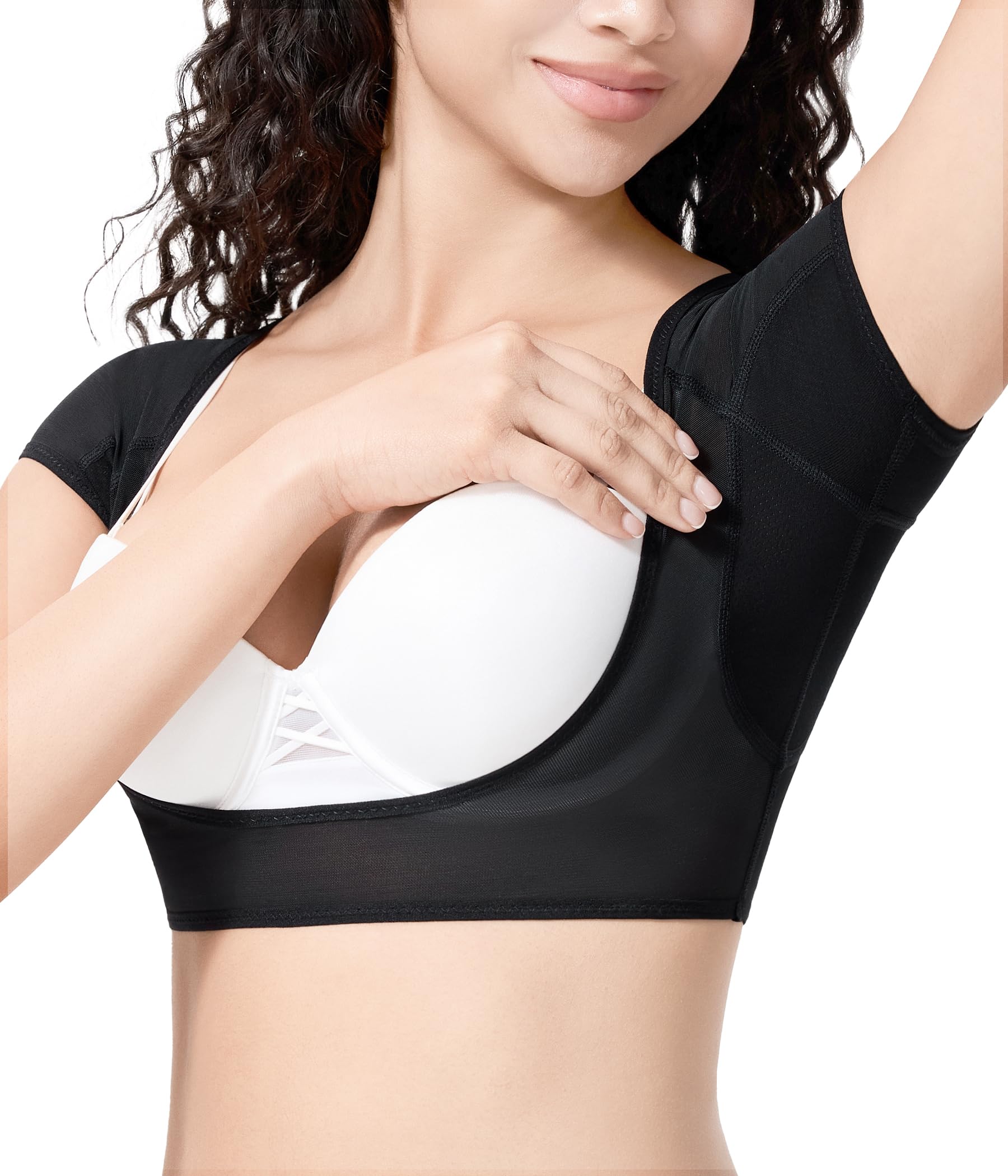 

Женское нижнее белье от пота под мышками с потопоглощающими вкладышами для пота под мышками, сетчатое, эластичное [CtriLady] впитывающее, формирующее фигуру, нижнее белье, майка, черное, чёрный