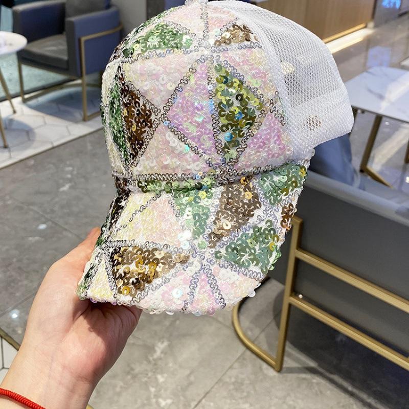 Chapeau tendance pour femmes printemps et été nouvelle casquette à paillettes pour femmes visière en maille chapeau de soleil casquette de baseball