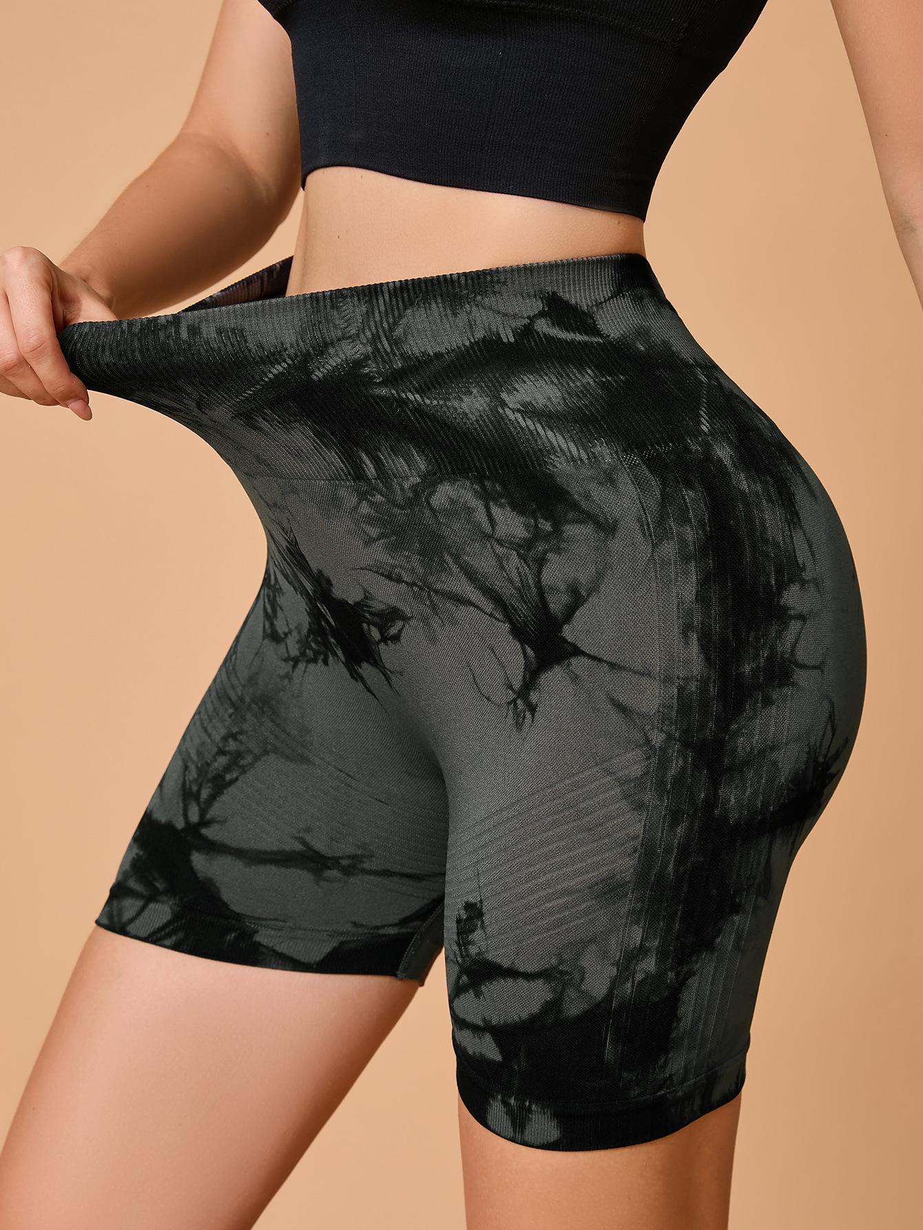 

Seamless High Waist Tie-Dye Yoga Shorts with Peach Nude Feel Medium