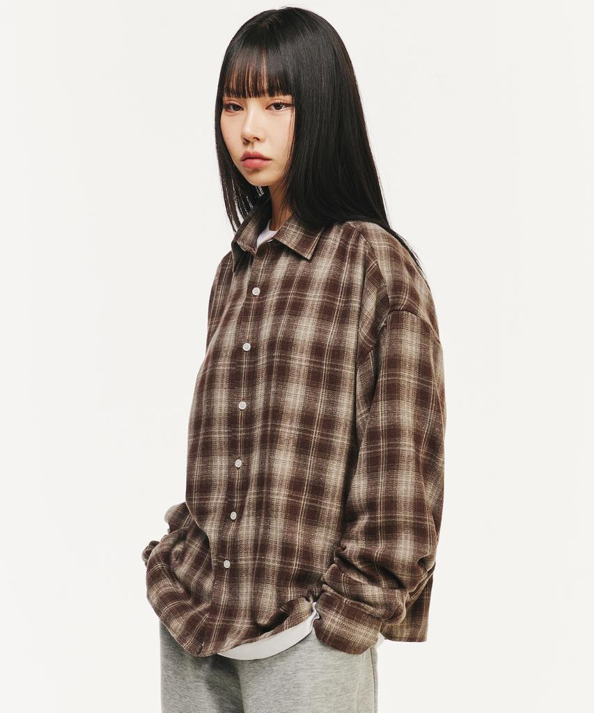 SIGNATURE Crop Check Shirt [Brown]