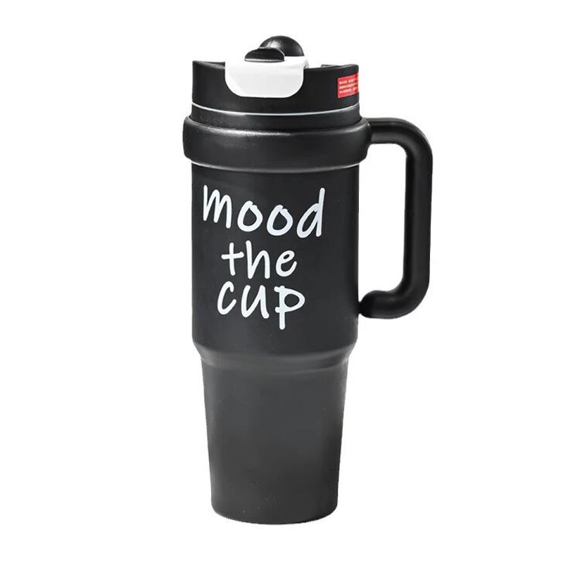 

New large-capacity Bingba cup high-value men s and women s double drinking straw thermos cup portable outdoor student car water cup 900ml