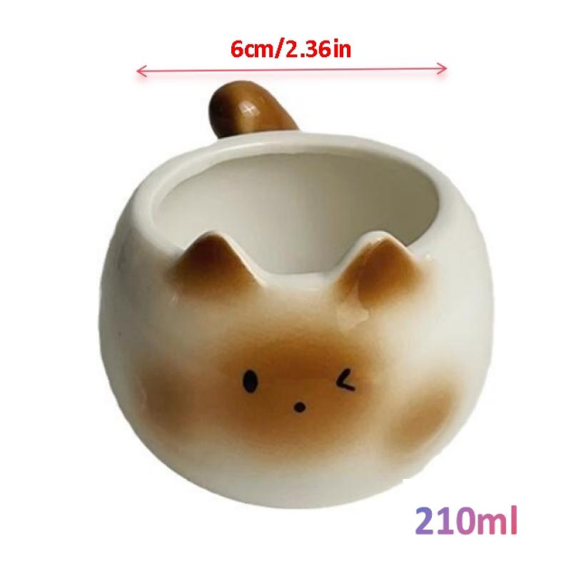 1Pieces Ceramic Mug Cartoon Siamese Cat Coffee Cup Underglaze Colored Cat Water Cup Breakfast Milk Cup Outdoor Tableware