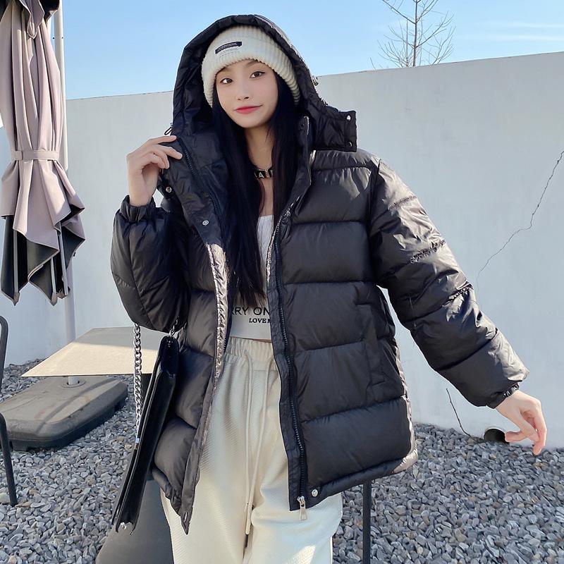 2023 Women's Autumn/Winter Korean-Style Hooded Down Cotton Coat - Small Size, Loose-Fit, Thick, Cotton-Padded Jacket