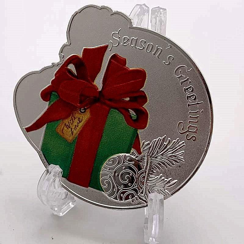 Santa Claus coins, children's cartoon silver plated commemorative medals, relief coins, Christmas greeting coins, three-dimensional shaped coins