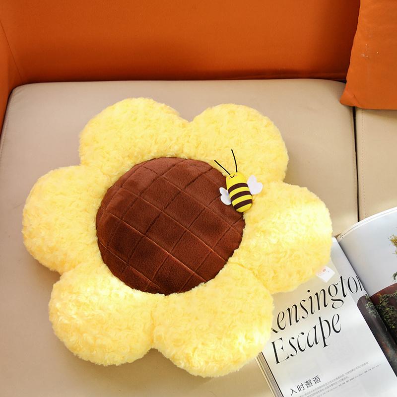 50x50cm Gele Zonnebloem Pluche Plaid Kussen Fantastisch Zitkussen Bank Stoel Decoratie Cadeau