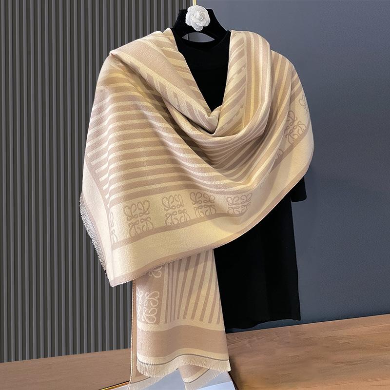 Imitation Cashmere Scarf, Simple Lines, High-End Color Contrast, Autumn And Winter Double-Sided Winter Women