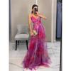 Spring and Summer New Mesh Printing Suspender Dress, Vacation Casual Party Dress