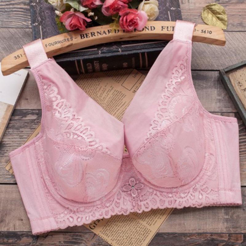 

Бюстгальтеры Бюстгальтер больших размеров Ультратонкий кружевной бюстгальтер Push Up Brassiere Регулируемые бюстгальтеры с полной чашкой Нижнее белье Бюстгальтеры для девочек 50/115 розовый