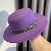 French Socialite Hepburn Style Belt Buckle Woolen Flat Top Top Hat Women's Autumn and Winter British Retro Fashion Jazz Hat Men