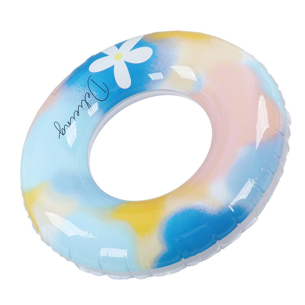 Inflatable Swimming Ring PVC Streamlined Colorful Flower Patterned Underarm Swim Ring for Exercising