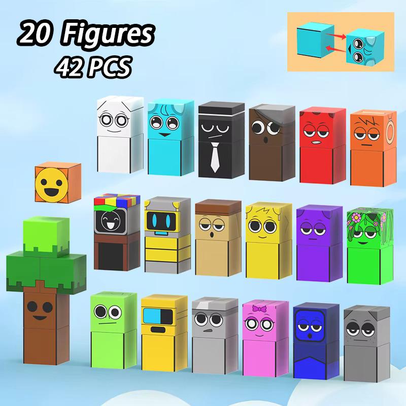 Magnetic Building Block Sprunki Magnet Cube Mine World Kid Gift Set for Boy Girl Children Age 3+ DIY Model STEM Sensory MusicToy