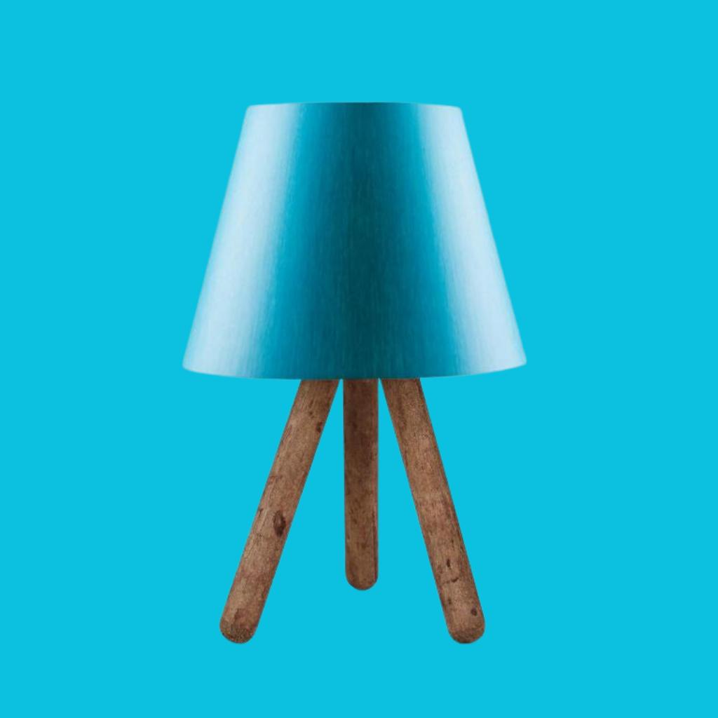 

Three Leg Wooden Lampshade Blue Fabric Headboard Bedroom Children s Room Table Lamp
