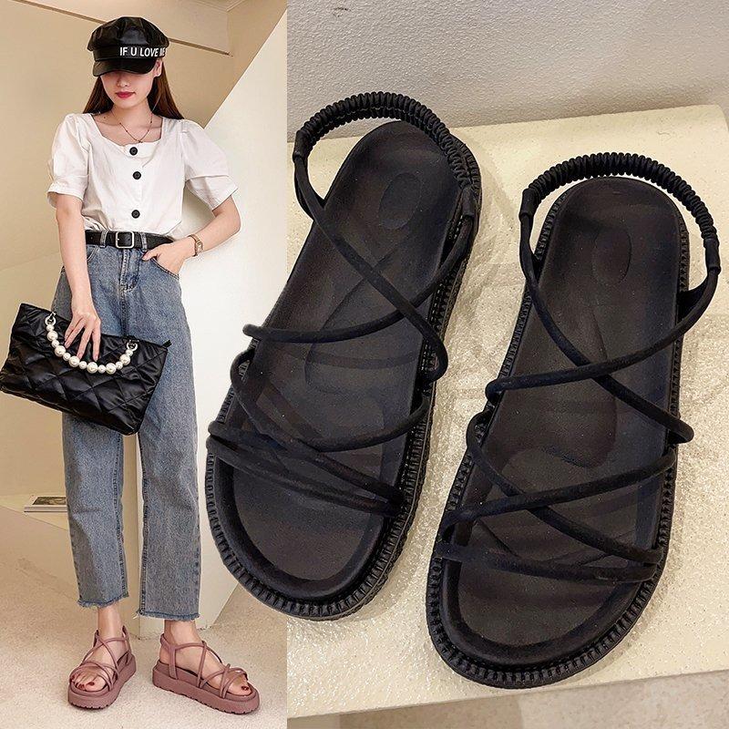 2025 Women Summer Sandals Leisure Wedges Shoes Soft Sole Light Weight Elastic Back Strap Girls Strappy Sandals