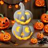 Light Up Halloween Decoration Ceramic Carved Pumpkin Skull Bat Figurine LED Tabletop Ornament for Halloween Home Shelf Desk Decor