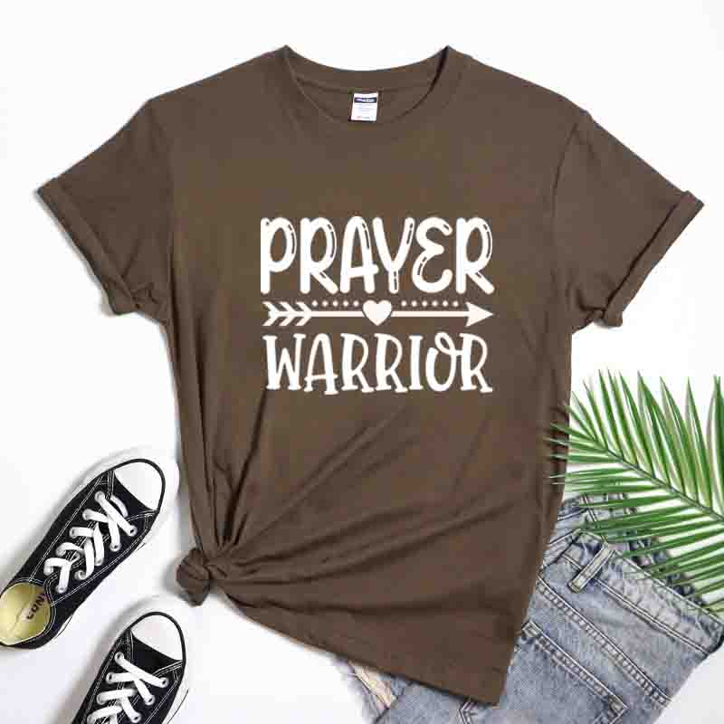 Prayer Warrior Heart Arrow TShirt 100 Cotton Christian Church Tshirts Cute Unisex Jesus Faith Bible Verse Tee Top