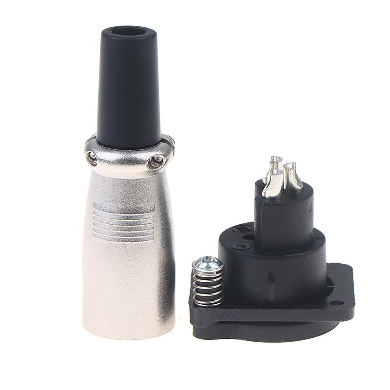 Battery Charger Port 3 Pin Inline Connector Jack Socket With Cap For Electric Scooter E-Wheelchair Microphone Connectors Adapter