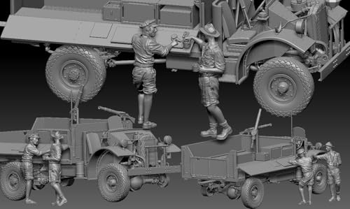 Modelo Thunder Escala 1/35 Caminhão Britânico LRDG Ford F-30 com Rádio e Duas Figuras, Kit de Modelo de Plástico TB35309