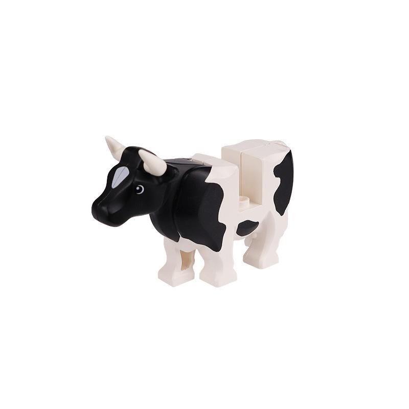 MOC City Animal Building Blocks Goat Wolf Penguins Eagle Goat Rabbit Pet Cat Dog Dairy Cattle Accessories Mini Bricks Toys Gifts