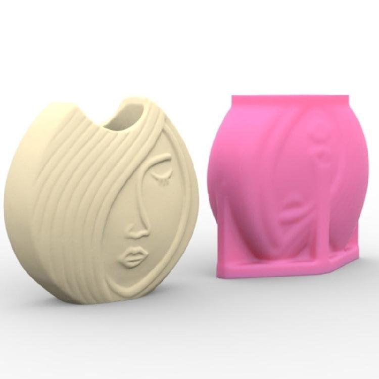 Personalized Gift and Decor Vase Mould Abstract Face Shape Vase Silicone Mold Creative Flower Pots Home Ornament Moulds